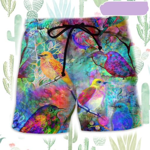Bird Colorful On The Sky Beach Short, Gift for Holiday Summer