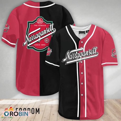 Black And Maroon Split Narragansett Beer Baseball Jersey Shirt Style