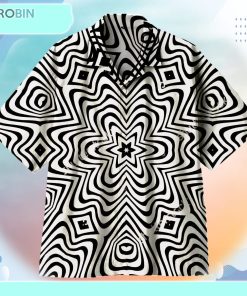 Black and White Hexagonal Ripples Universal Hawaiian Shirt