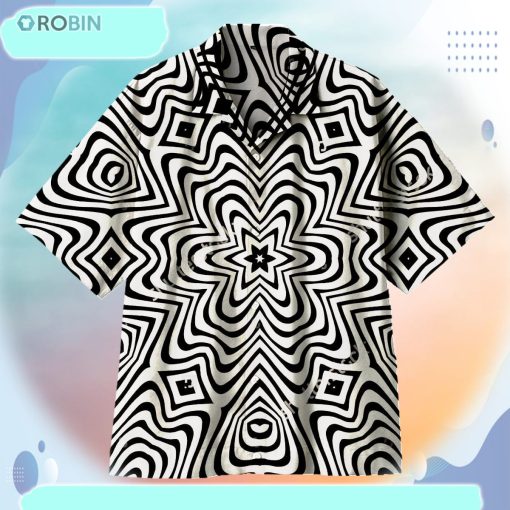 Black and White Hexagonal Ripples Universal Hawaiian Shirt