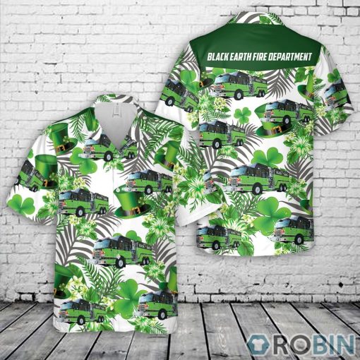 Black Earth Fire Department, Black Earth, Wisconsin Patrick’s Day Hawaiian Shirt