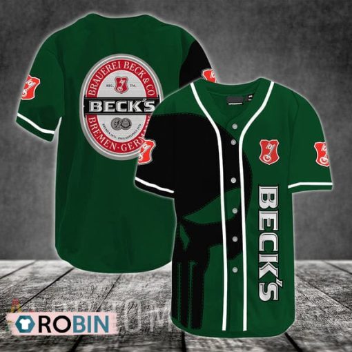 Black Skull Beck’s Baseball Jersey Shirt Style