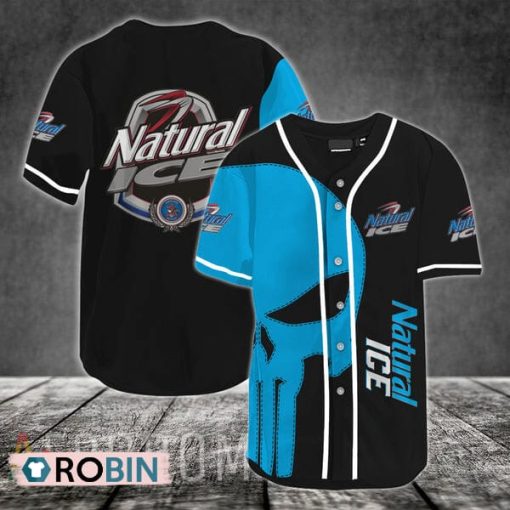 Blue Skull Natural Ice Baseball Jersey Shirt Style