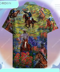 Bluebonnet And Texas Cowboy Hawaiian Shirt