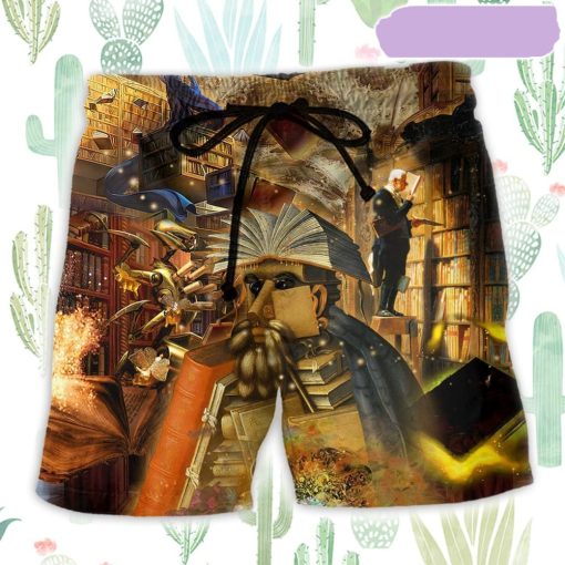 Book Mysterious Librarian Beach Short, Gift for Holiday Summer