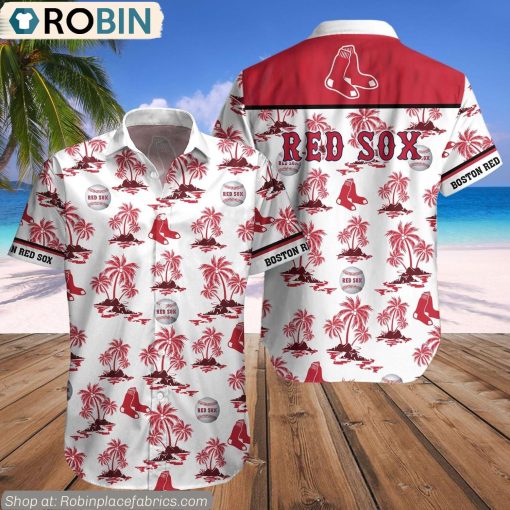 Boston Red Sox Palm Island Pattern MLB Hawaiian Shirt