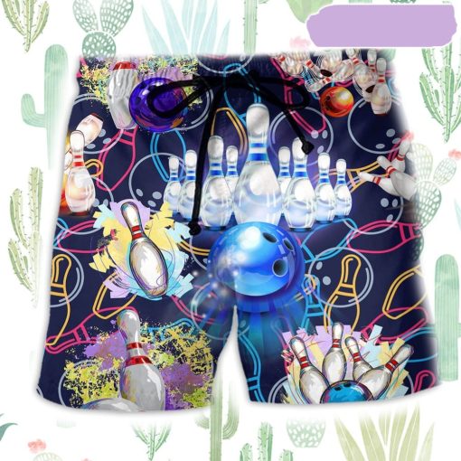 Bowling Let The Good Times Roll Short Beach Short, Gift for Holiday Summer