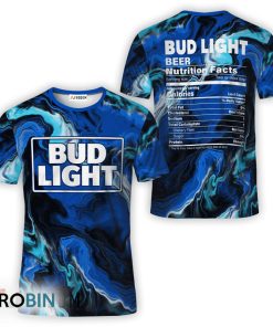 Bud Light Blue Abstract Liquid Marble All Over Printed T-Shirt