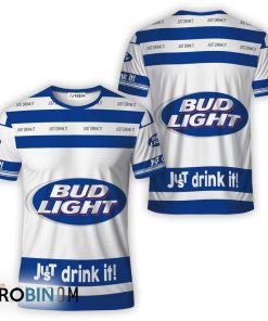 Bud Light White Just Drink It All Over Printed T-Shirt Bud Light White Just Drink It All Over Printed T-Shirt