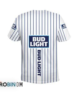 Bud Light White Vertical Striped 3D All Over Printed T-Shirt