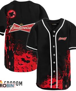 Budweiser Black Halloween Witch Baseball Jersey Shirt Style