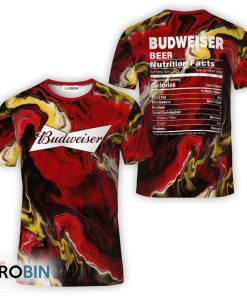 Budweiser Red Abstract Liquid Marble All Over Printed T-Shirt