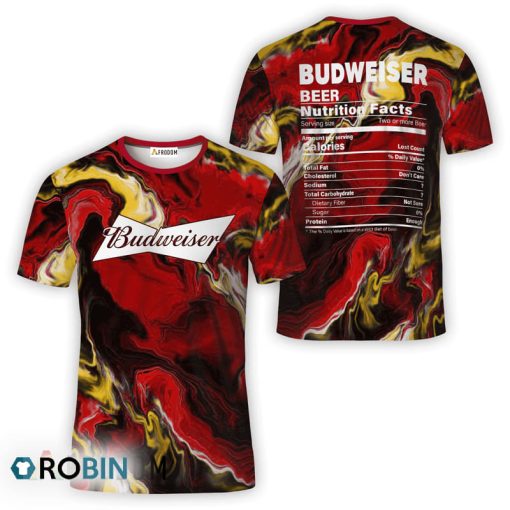Budweiser Red Abstract Liquid Marble All Over Printed T-Shirt