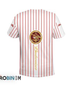 Budweiser White Vertical Striped 3D All Over Printed T-Shirt Budweiser White Vertical Striped 3D All Over Printed T-Shirt