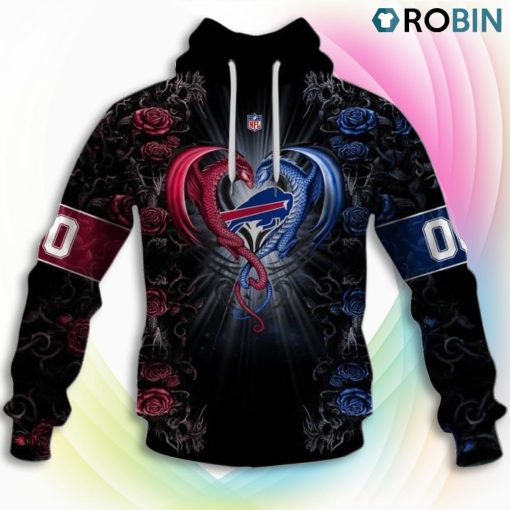 Buffalo Bills NFL Rose Dragon 3D Hoodie, Bills Merchandise
