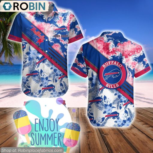 Buffalo Bills Watercolor Pattern Hibiscus Hawaiian Shirt