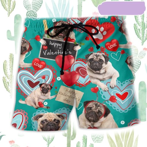 Bulldog Happy Valentine Love Beach Short, Gift for Holiday Summer