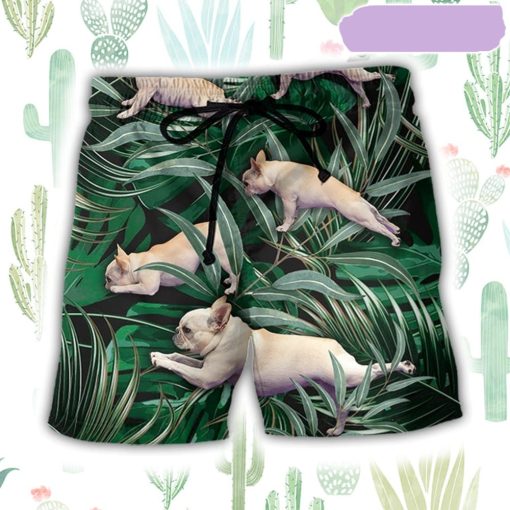 Bulldog Yoga Pose Tropical Beach Short, Gift for Holiday Summer