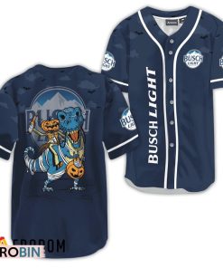 Busch Light Blue Halloween Dinosaur Baseball Jersey Shirt Style Busch Light Blue Halloween Dinosaur Baseball Jersey Shirt Style
