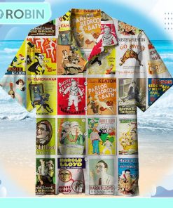 Buster Keaton & Harold Lloyd Vintage Silent Film Movie Unisex Hawaiian Shirt