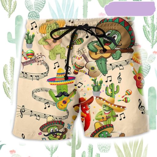 Cactus Love Music Pretty Beach Short, Gift for Holiday Summer
