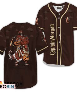 Captain Morgan Brown Halloween Dinosaur Baseball Jersey Shirt Style