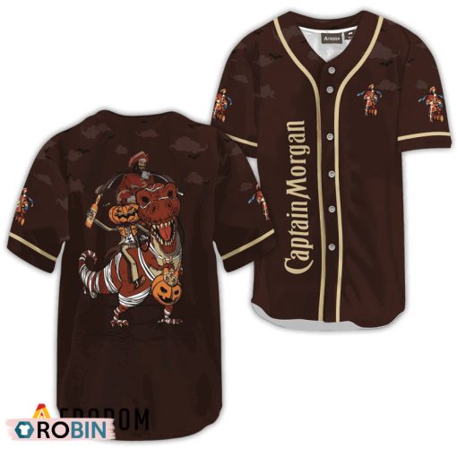 Captain Morgan Brown Halloween Dinosaur Baseball Jersey Shirt Style