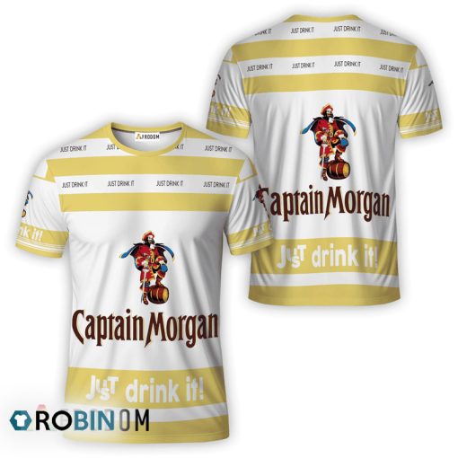 Captain Morgan White Just Drink It All Over Printed T-Shirt