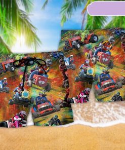 Car Racing Color Cool Beach Short, Gift for Holiday Summer