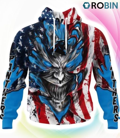 Carolina Panthers Demon Face Design 3D Hoodie, Carolina Panthers Apparel