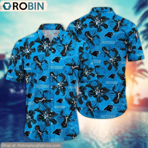 Carolina Panthers Hibiscus Tropical Pattern NFL Hawaiian Shirt