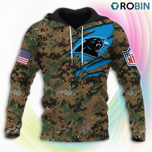 Carolina Panthers NFL Honor US Marine Veterans 3D Hoodie, Carolina Panthers Merchandise