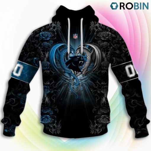 Carolina Panthers NFL Rose Dragon 3D Hoodie, Carolina Panthers Gifts