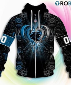 Carolina Panthers NFL Rose Dragon 3D Hoodie, Carolina Panthers Gifts Carolina Panthers NFL Rose Dragon 3D Hoodie, Carolina Panthers Gifts