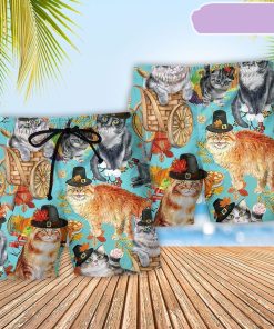 Cat Happy Thanksgiving Autumn Beach Short, Gift for Holiday Summer Cat Happy Thanksgiving Autumn Beach Short, Gift for Holiday Summer