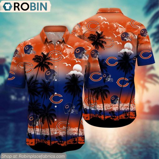 Chicago Bears Aloha Palm Tree Hawaiian Shirt