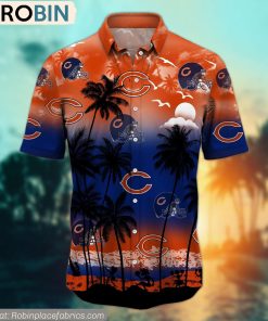 Chicago Bears Aloha Palm Tree Hawaiian Shirt