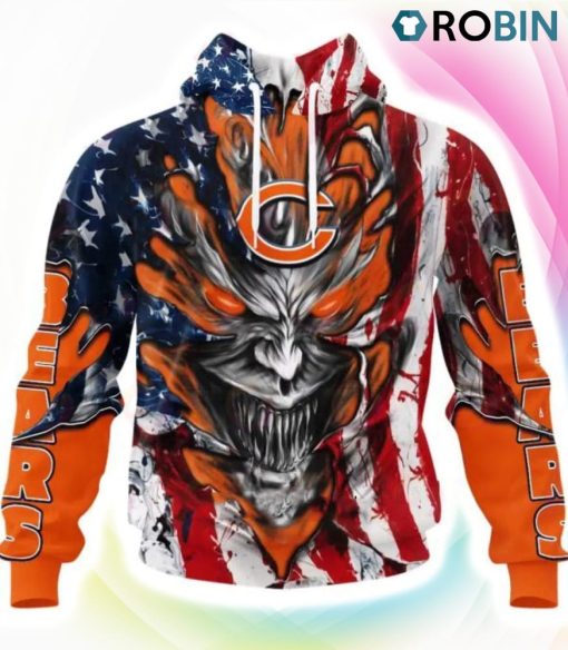 Chicago Bears Demon Face Design 3D Hoodie, Chicago Bears Merch