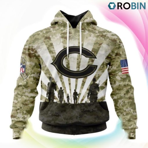 Chicago Bears NFL Salute To Service 3D Hoodie, Chicago Bears Gifts for Fans