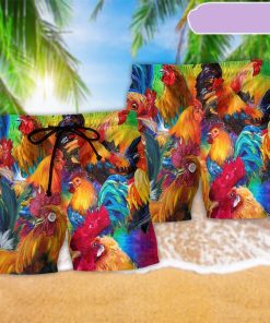 Chicken Rooster In Farm Beach Short, Gift for Holiday Summer Chicken Rooster In Farm Beach Short, Gift for Holiday Summer