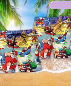 Christmas Jumping On Skateboard Beach Short, Gift for Holiday Summer