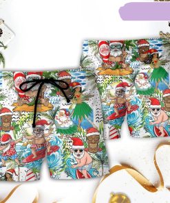 Christmas Santa Aloha Beach Vibe Beach Short, Gift for Holiday Summer