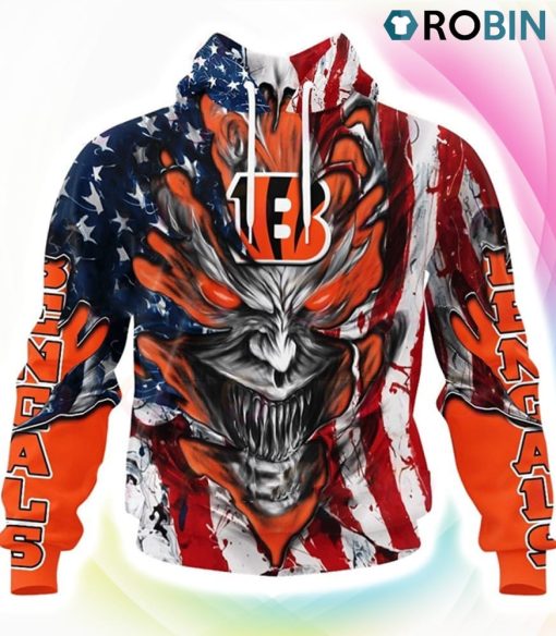 Cincinnati Bengals Demon Face Design 3D Hoodie, Bengals Merch