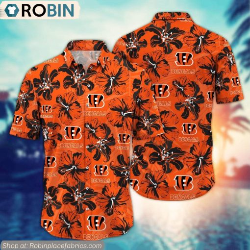 Cincinnati Bengals Hibiscus Tropical Pattern NFL Hawaiian Shirt