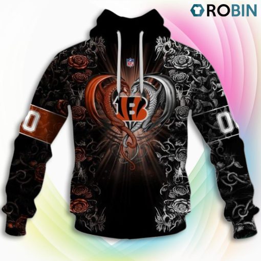Cincinnati Bengals NFL Rose Dragon 3D Hoodie, Cincinnati Bengals Clothing