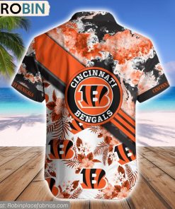 Cincinnati Bengals Watercolor Pattern Hibiscus Hawaiian Shirt Cincinnati Bengals Watercolor Pattern Hibiscus Hawaiian Shirt