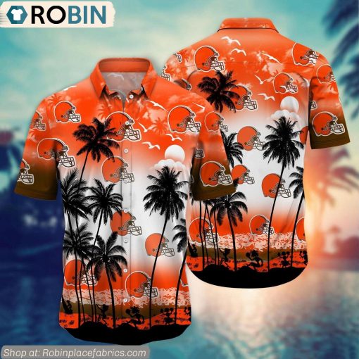 Cleveland Browns Aloha Palm Tree Hawaiian Shirt