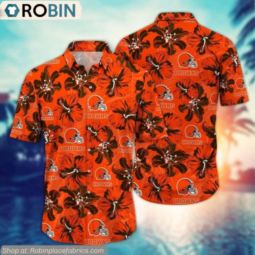 Cleveland Browns Hibiscus Tropical Pattern NFL Hawaiian Shirt