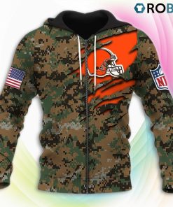 Cleveland Browns NFL Honor US Marine Veterans 3D Hoodie, Browns Clothing