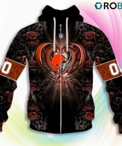 Cleveland Browns NFL Rose Dragon 3D Hoodie, Browns Team Gifts